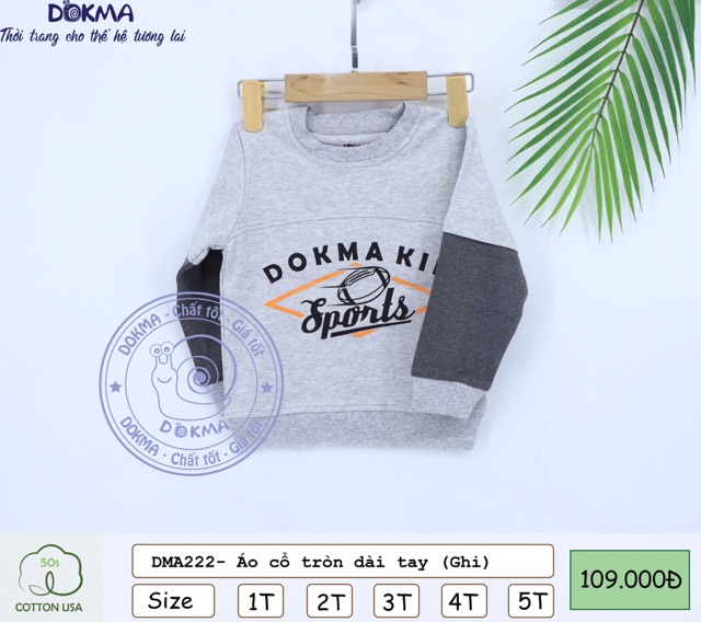 Dokma- Áo cổ tròn dài tay cotton chất nỉ da cá đẹp (1-5y) DMA222