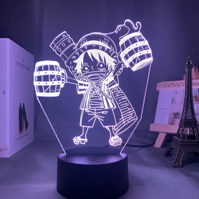 Đèn Ngủ LED 3D Acrylic Để Bàn Hình Monkey D Luffy Roronoa Zoro Nami Chopper
