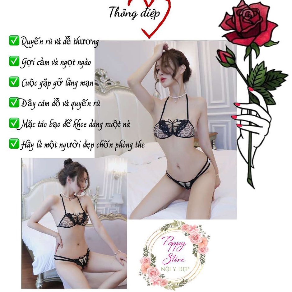 Set Áo Ngực & Quần Lót Lọt Khe⚡ Mã AT53 + CHE TÊN SẢN PHẨM⚡ Bộ đồ lót phối da beo sexy - gợi cảm - quyến rũ, ren - thun