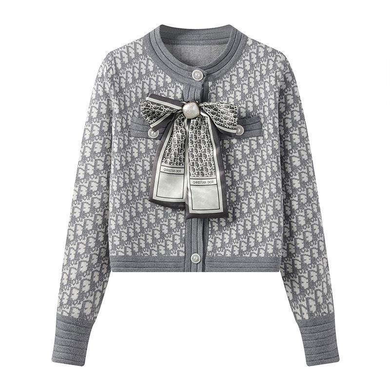 Áo Khoác Cardigan Dệt Kim Đính Nơ Ruy Băng Thời Trang Thu Đông Thiết Kế Mới Cho Nữ