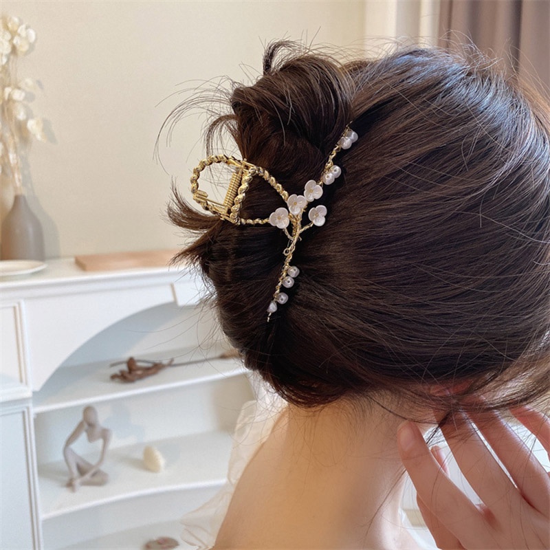 Mới Kẹp Tóc Hình Hoa Đính Ngọc Trai Nhân Tạo Phong Cách Retro