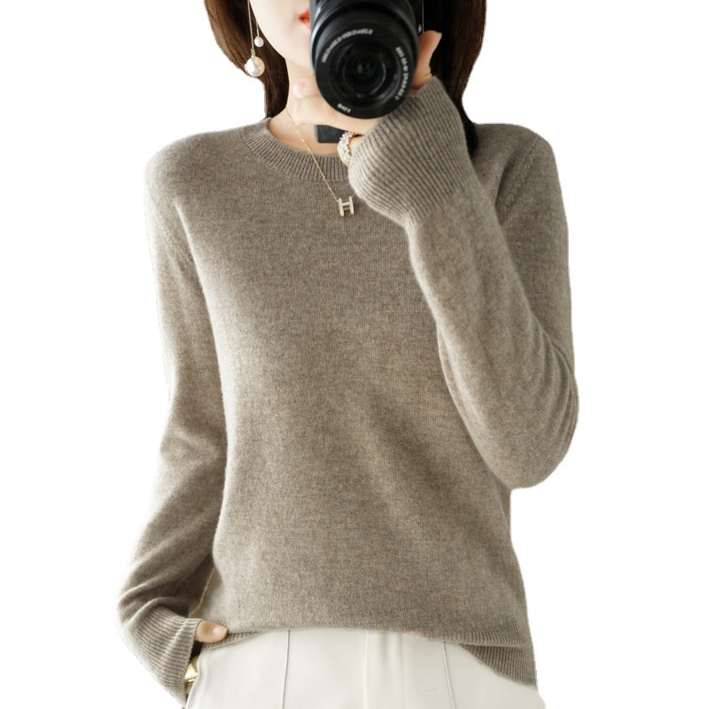 Áo Sweater Mỏng Tay Dài Cổ Tròn Màu Trơn Phong Cách Thời Trang Thu Đông Mới Cho Nữ