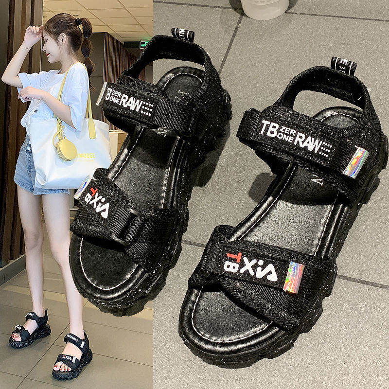 Women's Sandals Summer Fashion Outerwear2021New Student Sports Casual Shoes Fairy Style Velcro Roman Beach Shoes