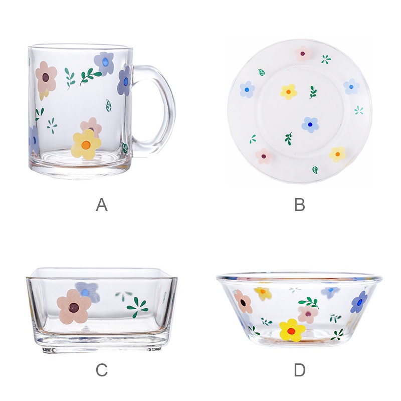 Dụng cụ bàn ăn bằng thủy tinh họa tiết hoa cỏ làm bằng tay trang trí nhà cửa