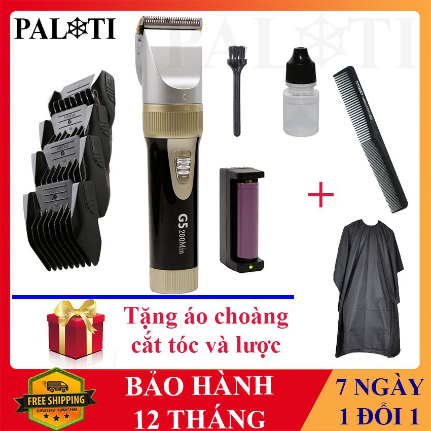 Tông đơ cắt tóc gia đình 2 pin- pin 200 phút G5 tặng lược + áo choàng cắt tóc_tăng đơ cắt tóc chuyên nghiệp-PK store mal