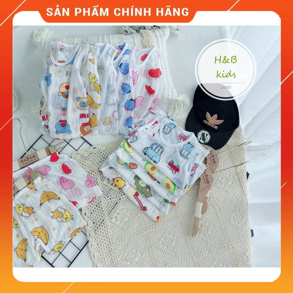 Bộ Cotton Giấy Ba Lỗ cho bé trai bé gái sơ sinh 5-15kg hàng đẹp Chất lượng