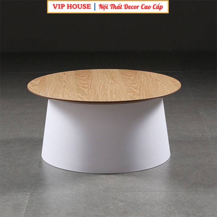 Bàn Cafe Hiện Đại Chân Nhựa PP Mặt Gỗ Tròn Dáng Thấp Nghệ Thuật Decor Phòng Khách Đẹp Sang Trọng BGN030