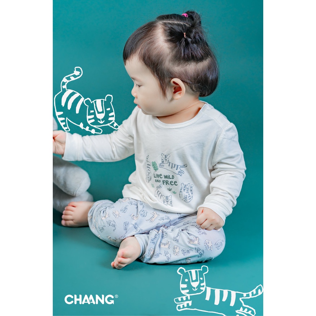 Chaang Quần áo trẻ em bộ dài tay bé trai bé gái vải cotton size từ 0-5 tuổi BST CHAANG TIGER 2022