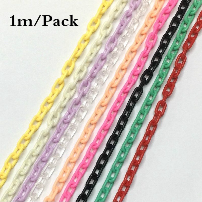 Dây xích acrylic 8x13mm mắt xích dạng hình vuông dùng làm trang sức thủ công độc đáo