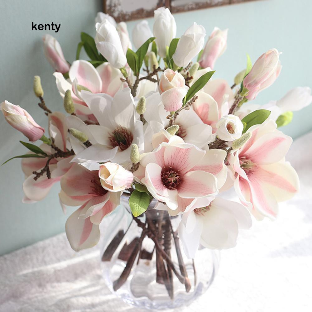 KT★1 Pc Artificial Magnolia Fake Flower Bud Bridal Wedding Home Cafe Store Decor