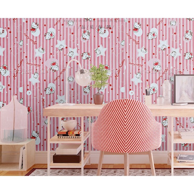 [ RẺ VÔ ĐỊCH ] GIẤY DÁN TƯỜNG KẺ HÌNH HELLO KITTY KHỔ 1m2 CÓ KEO SẴN DÀY BỀN ĐẸP DECAL DÁN TƯỜNG CHỐNG ẨM MỐC