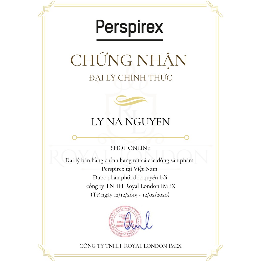 [Có in NSX] Perspirex - Lăn khử mùi Đan Mạch.20ml