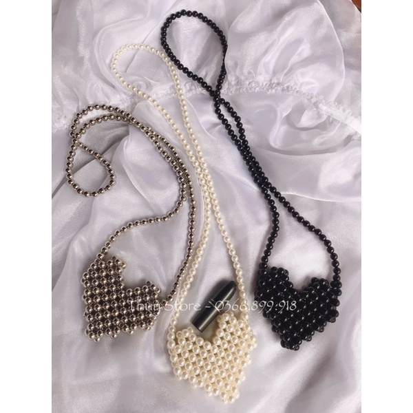 ThuyStore- Túi xách đeo chéo kết hạt hình trái tim độc đâo