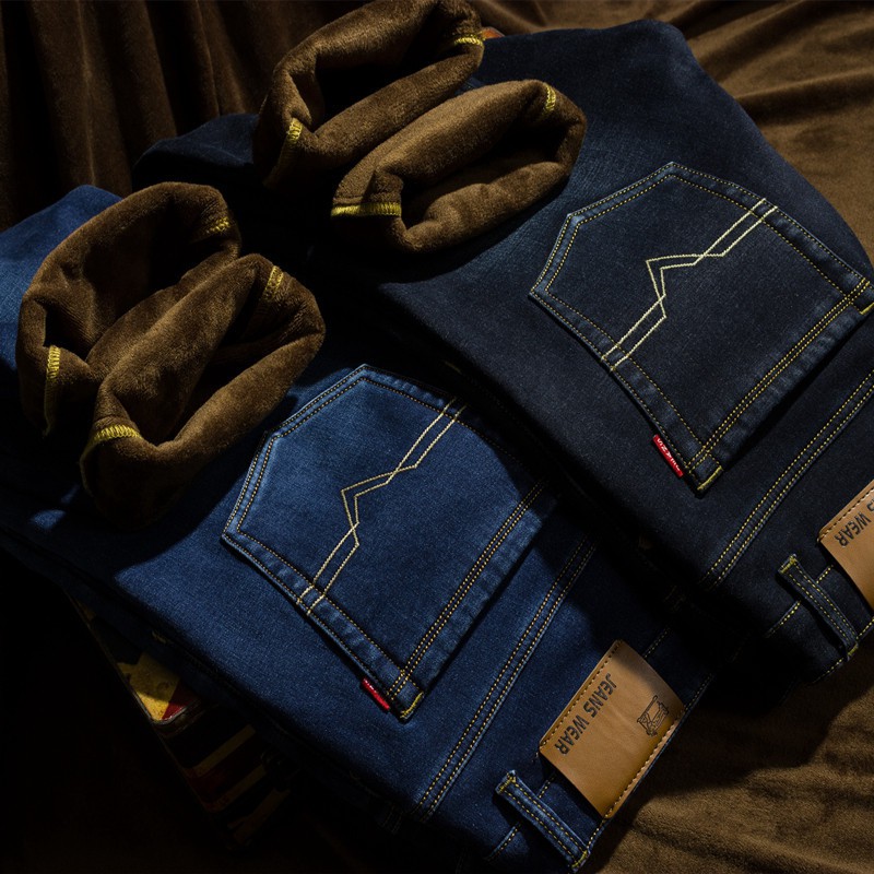Quần jean nam lót lông giãn cao dày đặc cực ấm | BigBuy360 - bigbuy360.vn