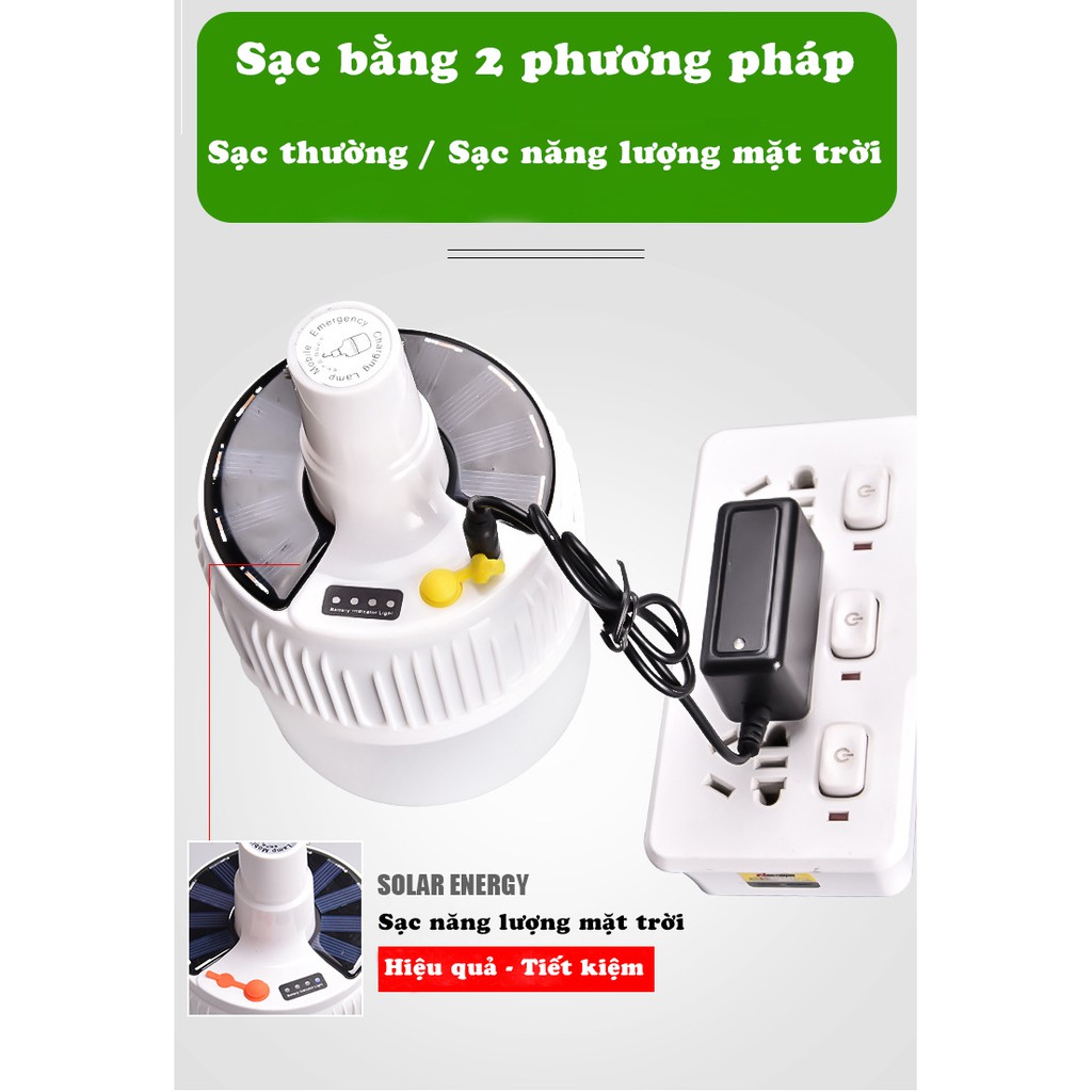 Bóng đèn Led 80W tích điện sạc năng lượng mặt trời- Kèm dây sạc và nguồn điện