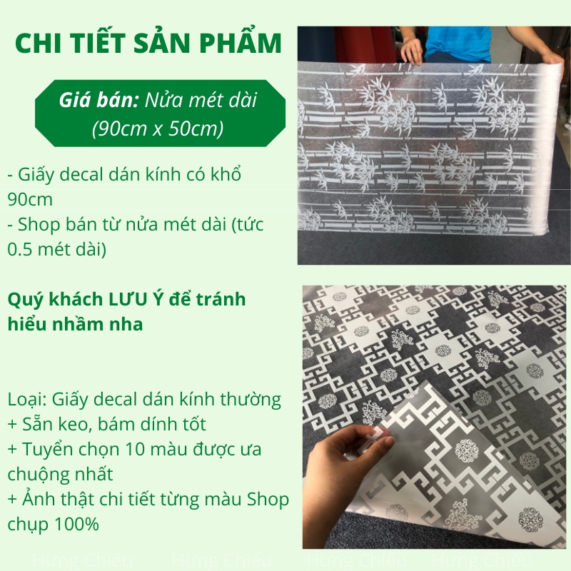 Decal dán kính, giấy dán kính mờ cửa sổ, decan chống nắng giá rẻ Kim Huệ 90x50cm