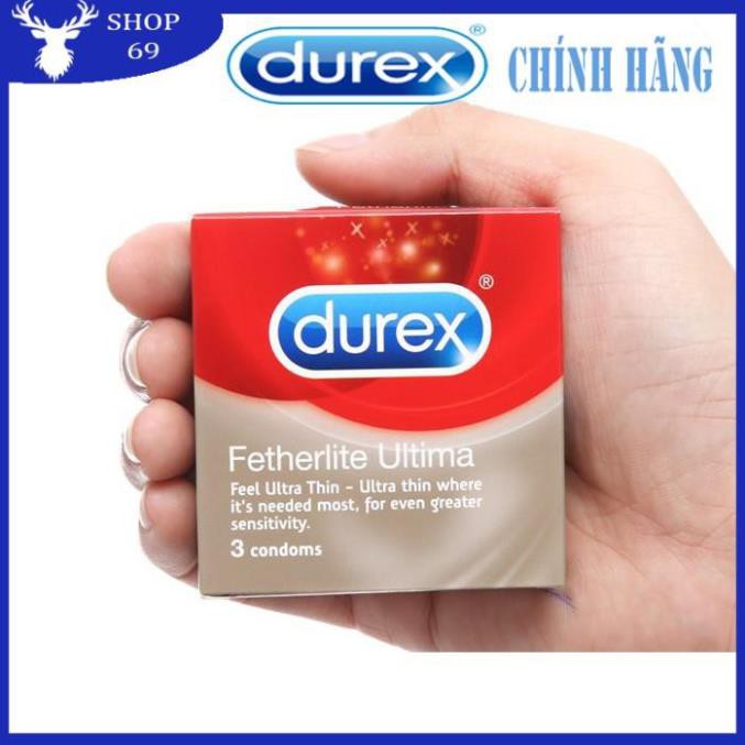 (Che tên) (DUREX SIÊU MỎNG) Bao cao su DUREX Fetherlite Ultima siêu mỏng (03bao BCS Durex /01hộp)