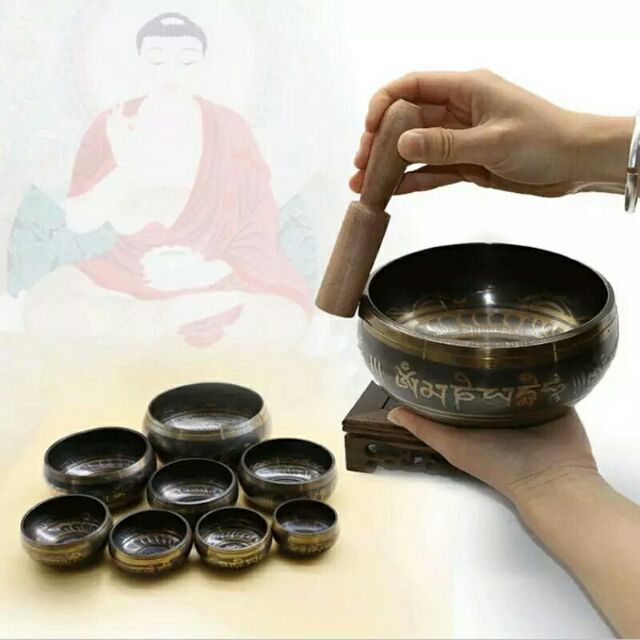BỘ Chuông tụng kinh bằng đồng Nepal 9.5cm