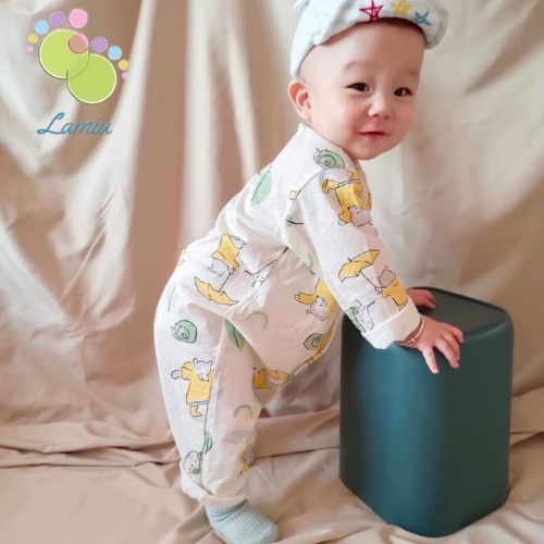 Body Cúc Giữa Dài Tay Hè Thu Mỏng Mát Cho Bé Nằm Điều Hoà 𝟎𝟏𝐁𝐃𝐃