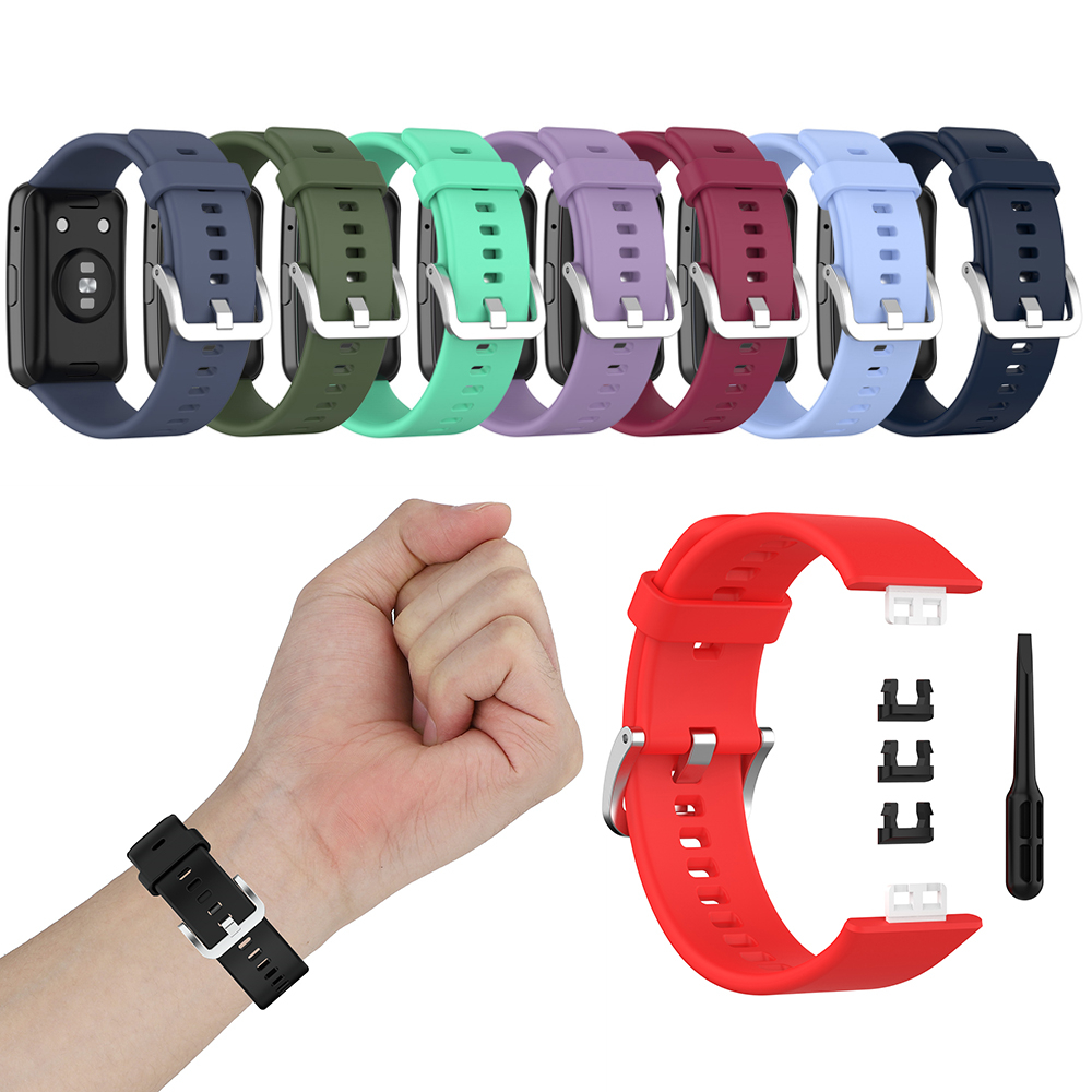 Dây Đeo Thay Thế Chất Liệu Silicon Màu Trơn Kiểu Dáng Thời Trang Cho Đồng Hồ Huawei Fit