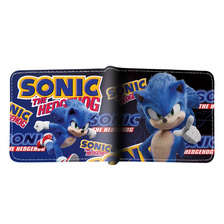Ví Sonic Ngắn Nửa Gấp Đựng Thẻ Full Màu Hoạt Hình Anime Nam Trẻ Em Ví Đựng Tiền Xu Bé Trai