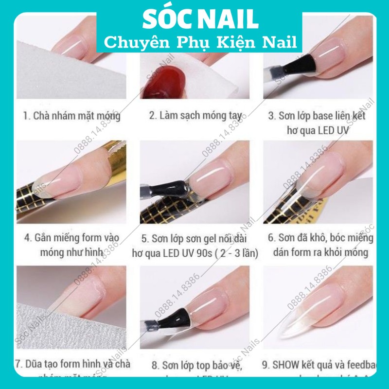 Cuộn 100 miếng Form Giấy Đắp Bột, Đắp Gel, Nối Móng