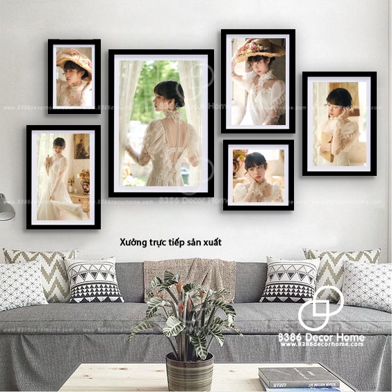 Bộ 6 Khung ảnh màu đen trơn đẹp giá tại Xưởng (được Sơn màu từ gỗ thông thật)