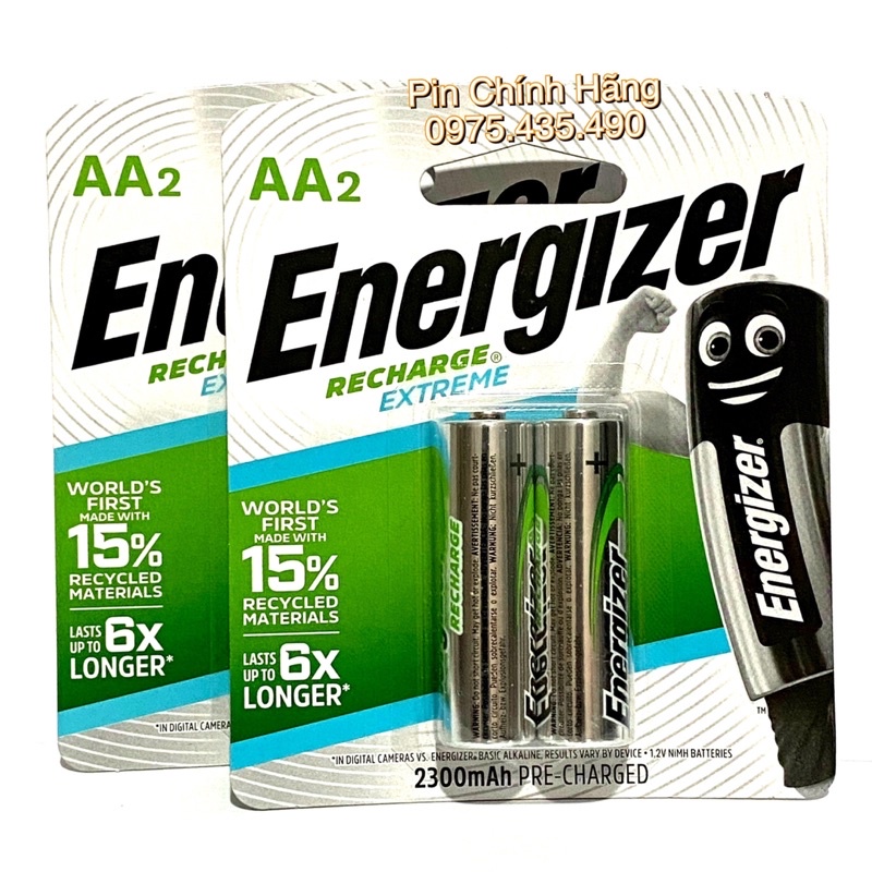 Combo 2 Vỉ Pin Sạc AA Energizer NH15ERP2 2300 mAh 1 Vỉ 2 Viên