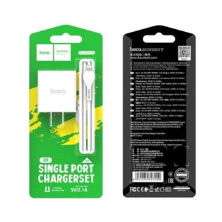Bộ sạc, củ sạc Hoco C81 sạc nhanh 2.1A Max, chân cắm tiêu chuẩn ( cốc kèm cáp)