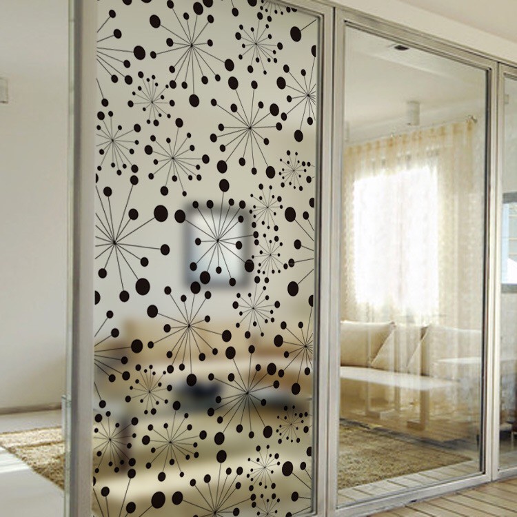 Decal dán kính Cao Cấp - Hoa Cánh TRòn Đen ( 60x58 )