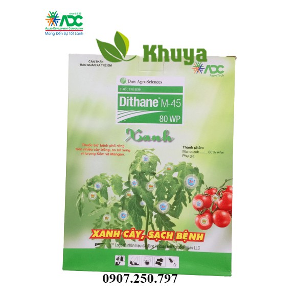 Thuốc trừ bệnh Dithane M 45 Xanh 80WP 1kg ADC Xanh cây Sạch bệnh