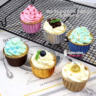 Lốc 100c Cupcake Giấy Xếp Vàng Bạc Đáy 5cm
