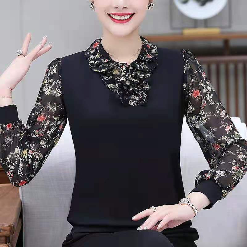 Áo Sơ Mi Chiffon Tay Dài Dáng Rộng Phong Cách Phương Tây Thời Trang Mùa Thu Cho Nữ