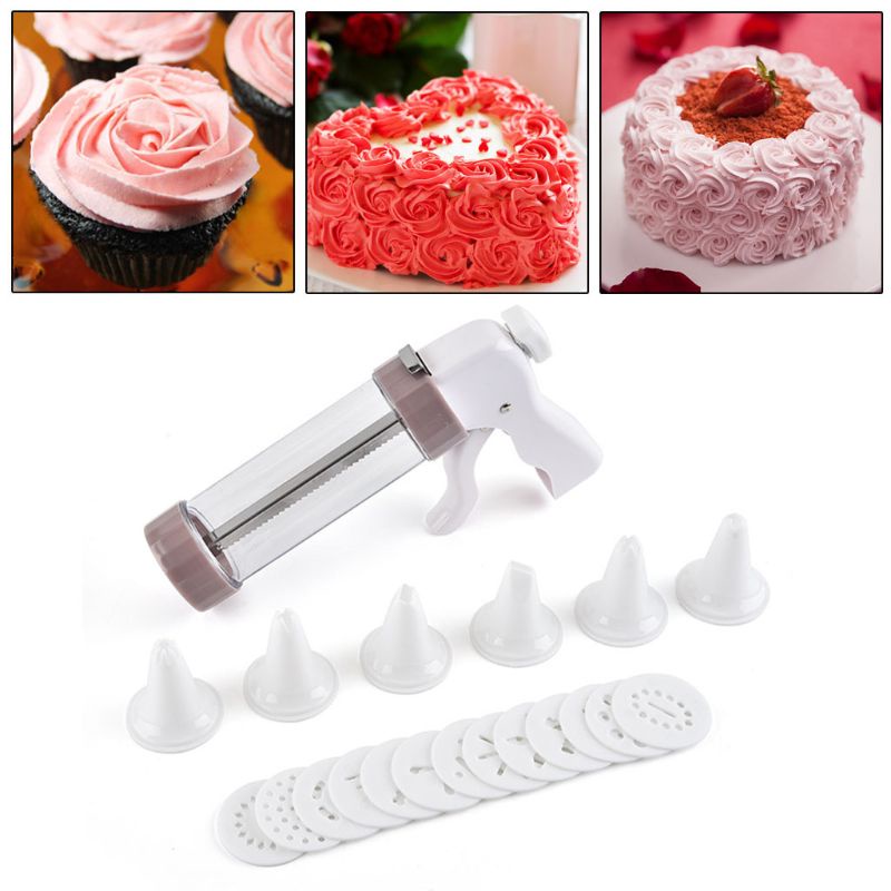 COLO  20 Pcs Cookie Press Set with Cake Cream Decorating Syringe Baking Pastry Nozzle Cupcake Icing Piping Tips Tool