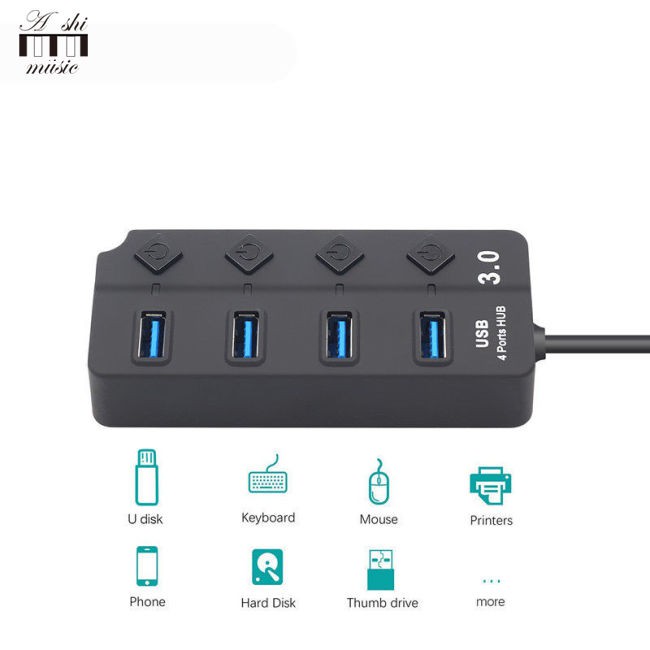 usb hub 5 port HUB 4 / 7 cổng USB 3.0 5Gbps tốc độ cao có công tắc bật / tắt