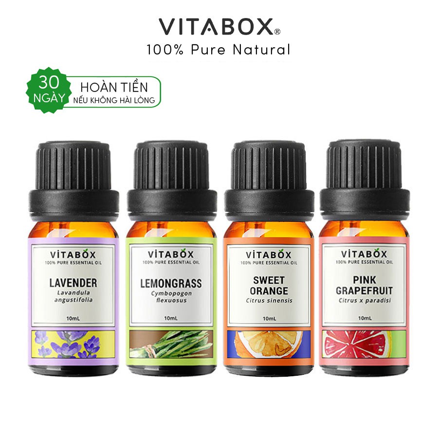 Tinh dầu thiên nhiên VITABOX cao cấp 100% nguyên chất dùng để xông phòng, dưỡng da – pure natural essential oil