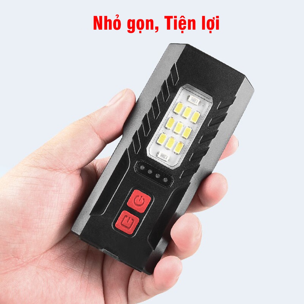 Đèn Pin Xe Đạp 2 LED T6 Thể Thao + LED Báo Hiệu, Có Cổng Sạc Cho Điện Thoại