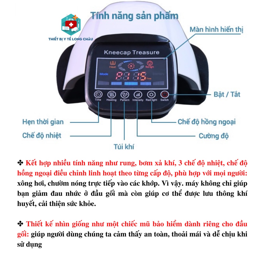 Máy Massage Đầu Gối - Máy Mát Xa Đầu Gối, Hỗ Trợ Giảm Đau Nhức Khớp Gối, Rung Tần Số Cao, Xông Hơi, Chườm Nóng Giảm Đau