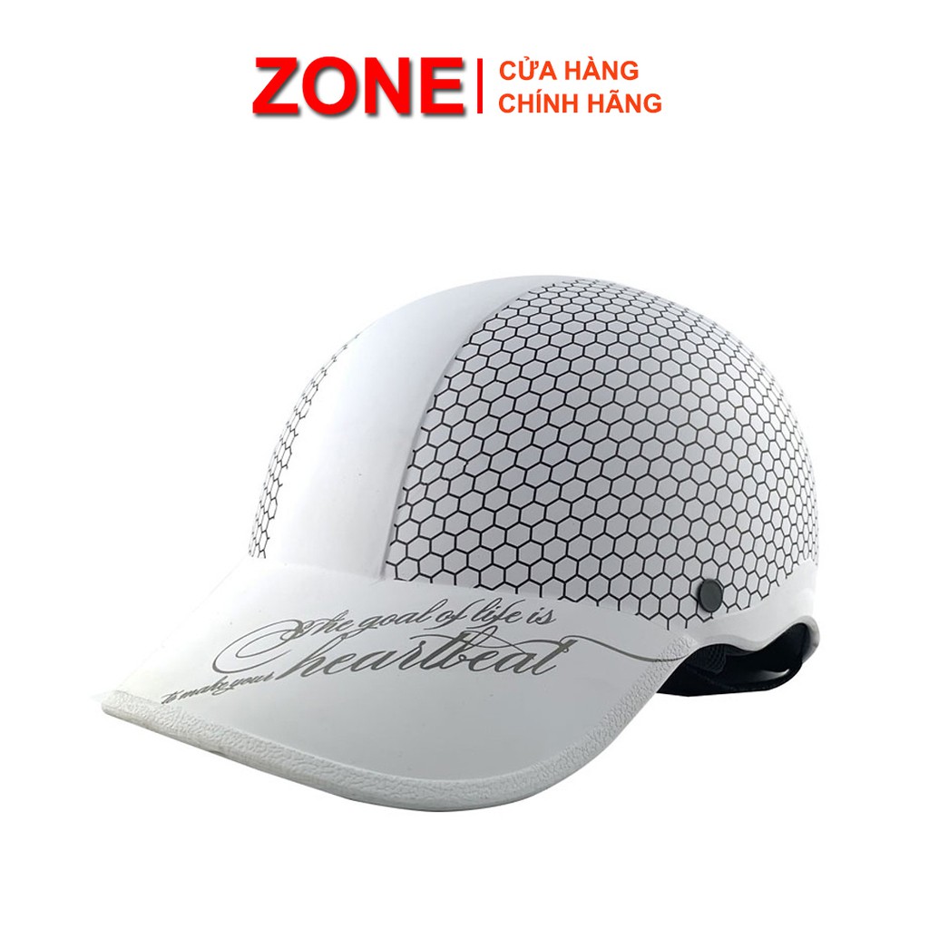 Mũ Bảo Hiểm ½  NAPOLI Nón Kết Màu Trắng Tem Caro Trẻ Trung -  SIZE  - Bảo Hành 12 Tháng Chính Hãng