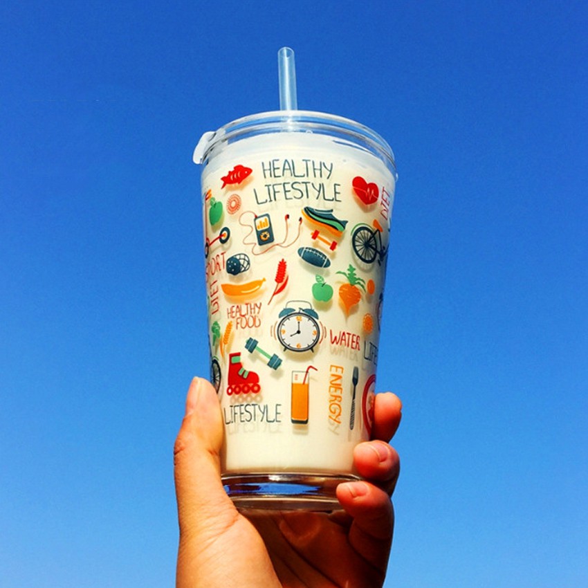 Ly Cốc Thủy Tinh Uống Trà Sữa Có Nắp TI0353 Không Kèm Ống Hút | BigBuy360 - bigbuy360.vn
