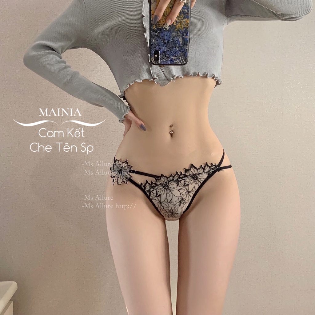 Quần Lót Ren Nữ Xuyên Thấu Sexy Phối Hoa Thêu 3D Siêu Gợi Cảm Quyến Rũ Hàng Cao Cấp Mainia Shop