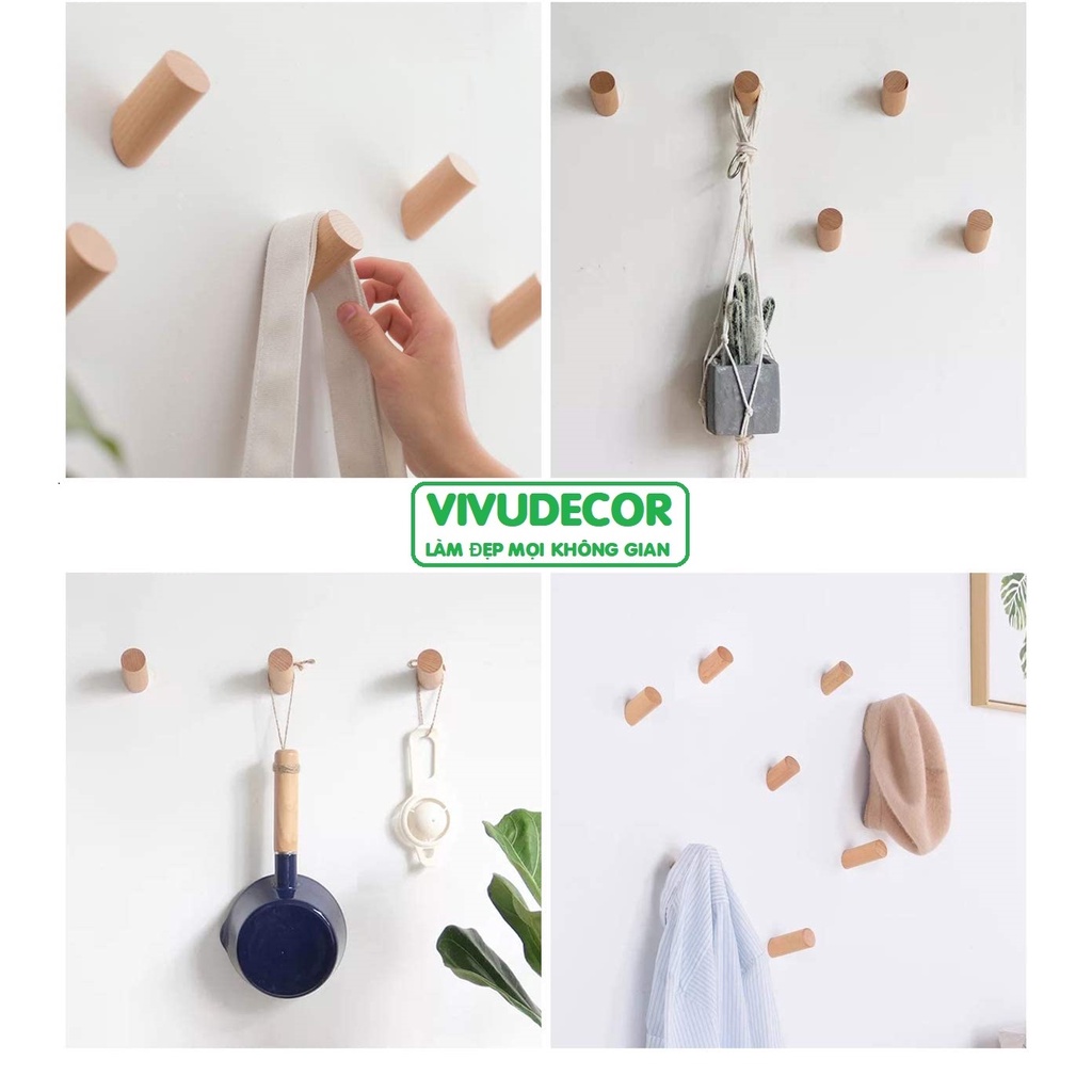 Móc treo tường Vivudecor đa năng siêu chịu lực, Móc treo quần áo trong Nhà Tắm, Nhà Bếp, Cánh Cửa.