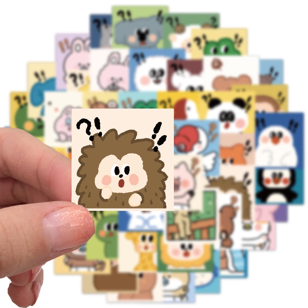 Bộ 50 miếng dán trang trí hình động vật hoạt hình đáng yêu