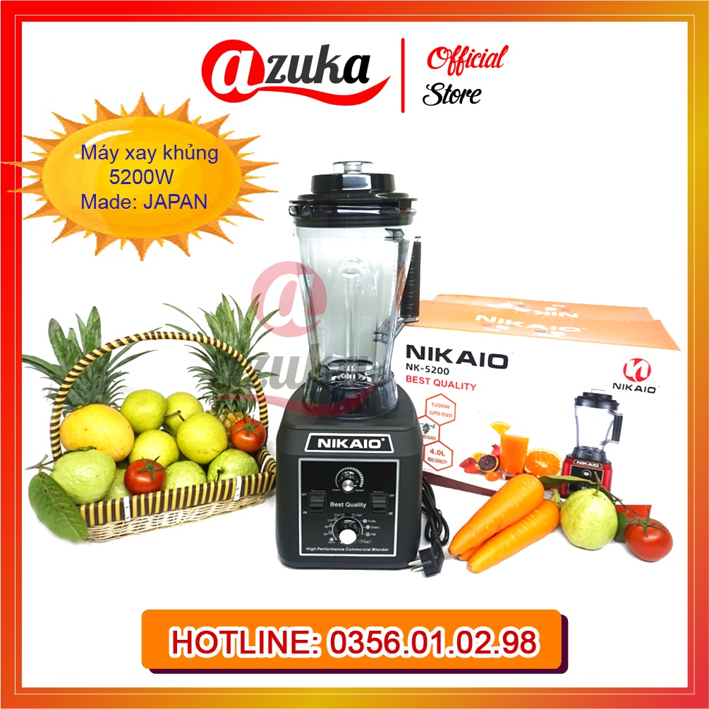 MÁY XAY SINH TỐ, XAY CÔNG NGHIỆP ĐA NĂNG, XAY HẠT CAFE, LÀM KEM ĐÁ TUYẾT_NIKAIO 5200W Bảo hành 24Tháng
