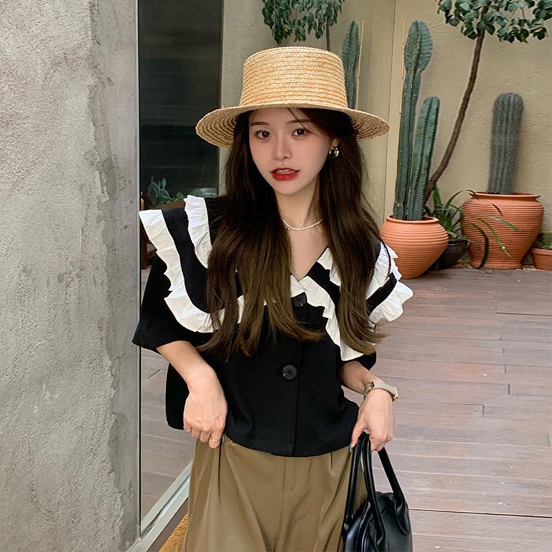 Áo babydoll Croptop Hai Lớp Cổ Búp Bê Phong Cách Retro Thời Trang Mùa Hè | BigBuy360 - bigbuy360.vn