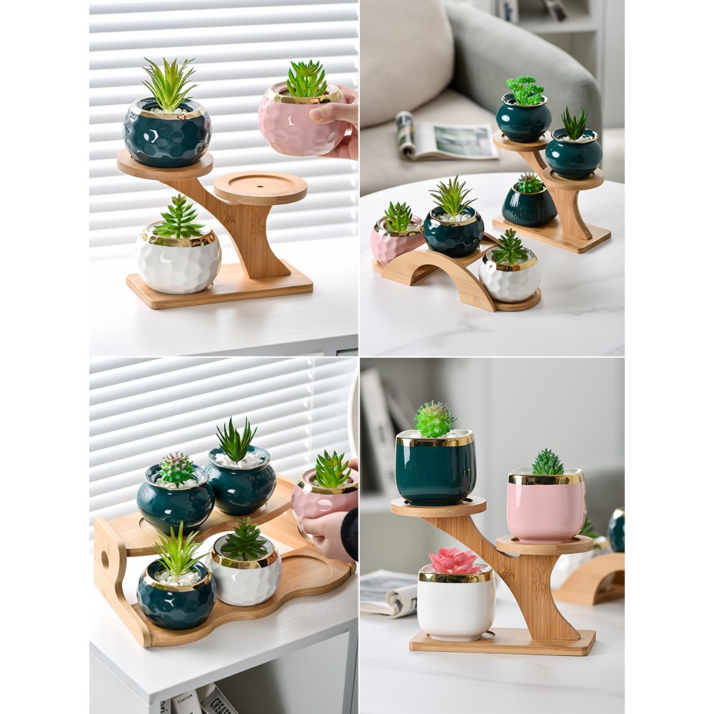 Kệ gỗ chậu cây để bàn nhiều tầng, kệ gỗ chậu hoa trang trí phòng khách, cửa sổ, ban công cao cấp T929