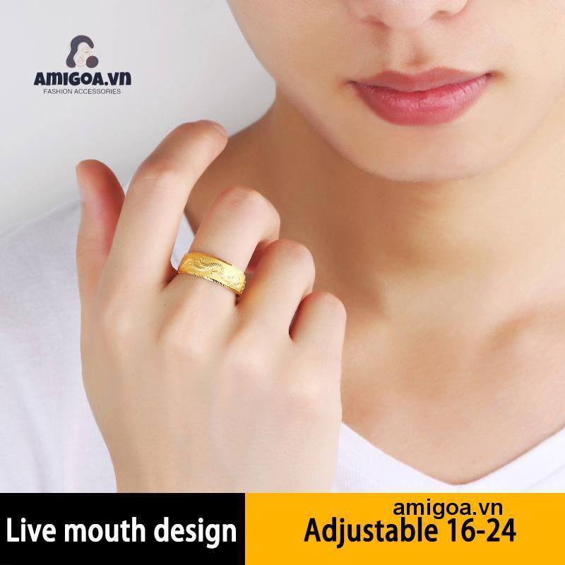 ✨✨Nhẫn Titan Mạ Vàng 24k/Bạc 925 Hình Rồng Thời Trang Cho Nam Nữ