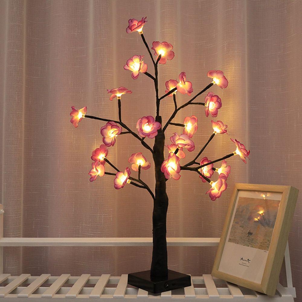 YIYU Đèn Ngủ Để Bàn 24 LED Hình Cây Hoa Trà Nhiều Màu Sắc