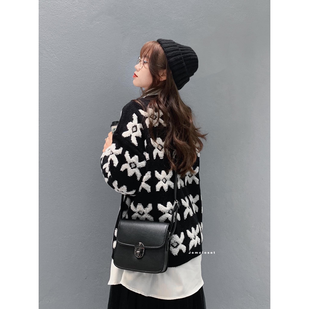 Áo Len Nữ Form Rộng JEM CLOSET Tay Dài Họa Tiết Tinh Tế Style Thời Trang Thu Đông XUKAT 1841