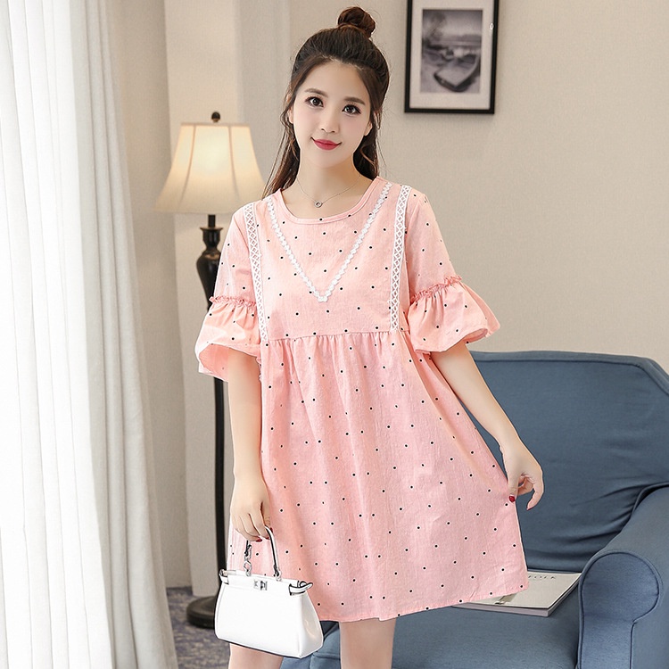 Đầm bầu ngắn tay M129 chất cát hàn thời trang thiết kế freesize từ 45 đến 70kg